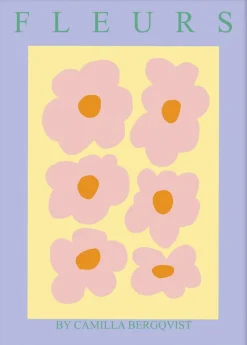 Poster & Frame Fleurs gul Lyserød Sale