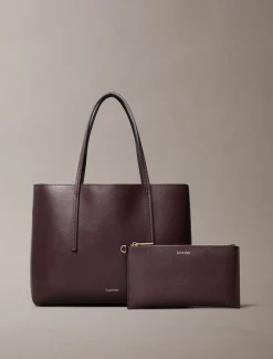 Calvin Klein FOIL LOGO SMALL TOTE Fudge/espresso Online