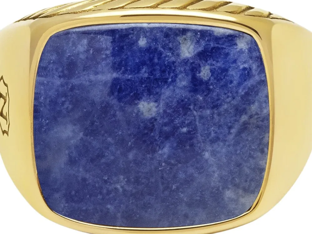 Gentlemen's Gold Signet Ring with Blue Dumortierite>Nialaya Sale