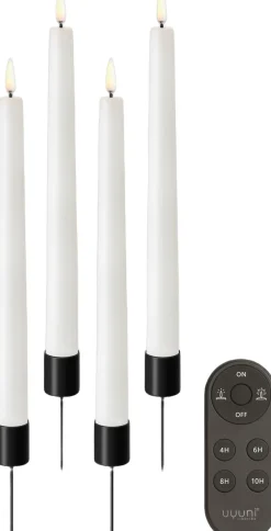 Giftbox w. spike, remote, LED taper candle, Nordic White, sm>Uyuni Sale