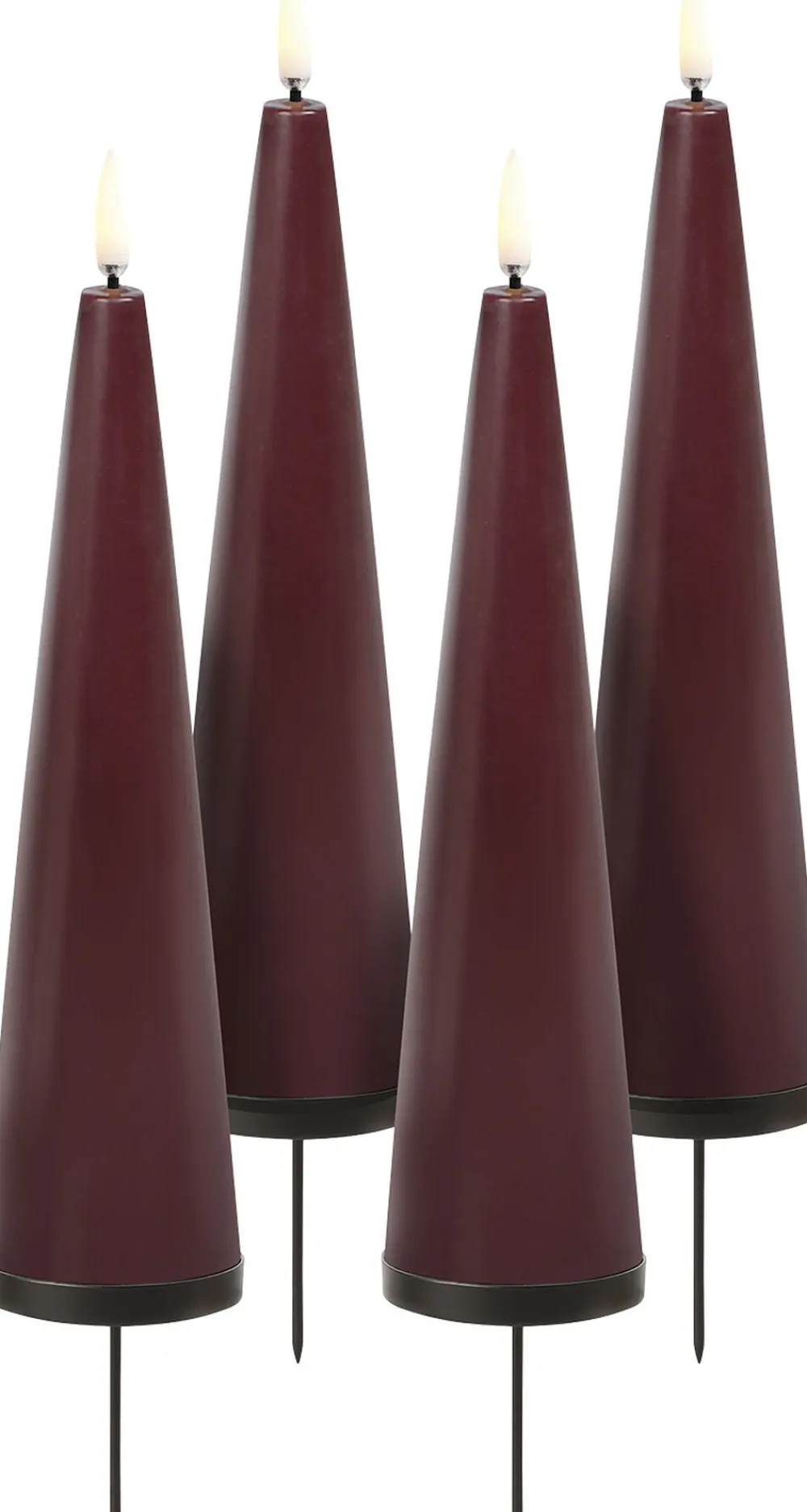 Uyuni Giftbox w. spike, remote, LED cone candle, Wine red, Smooth,