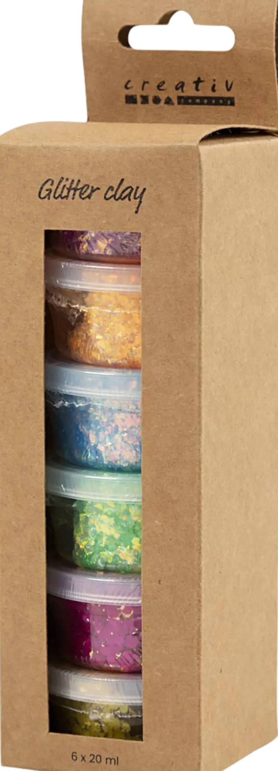 Børn Creativ Company Glitter Clay, 6x20ml.