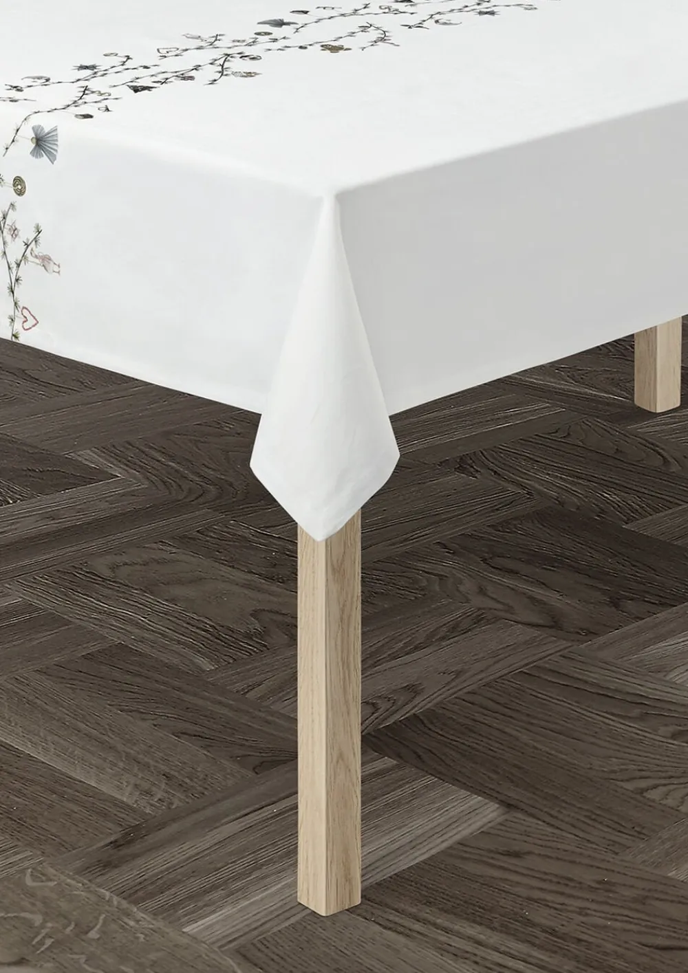 Kähler Hammershøi Christmas Dug 150x370 cm hvid m. deko
