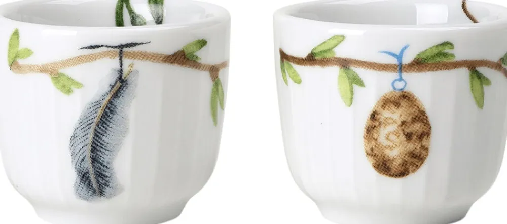 Lyngby Porcelæn Hammershøi Spring Æggebæger Ø5 cm hvid m. deko 2 stk. Best