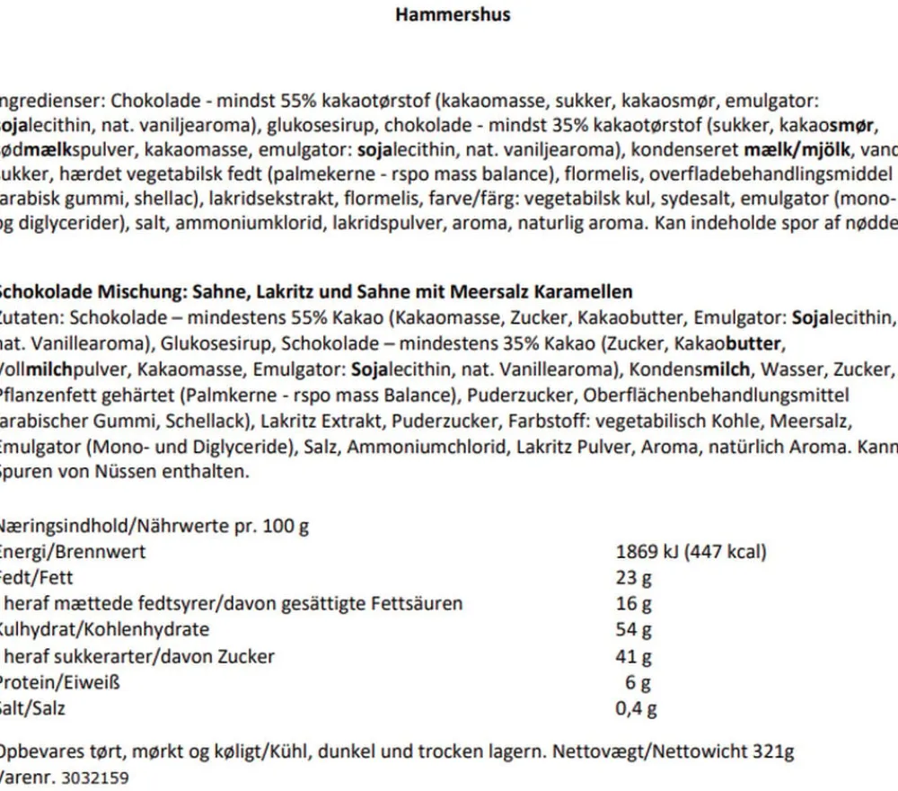 Karamel Kompagniet Hammershus, Chokolade blanding Hot
