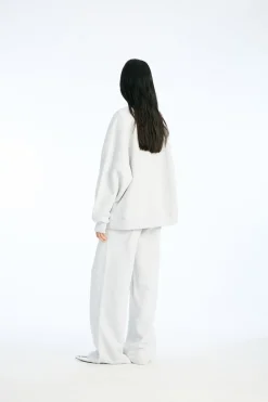 ROTATE Birger Christensen HEAVY SWEAT CREWNECK Light grey melange Online