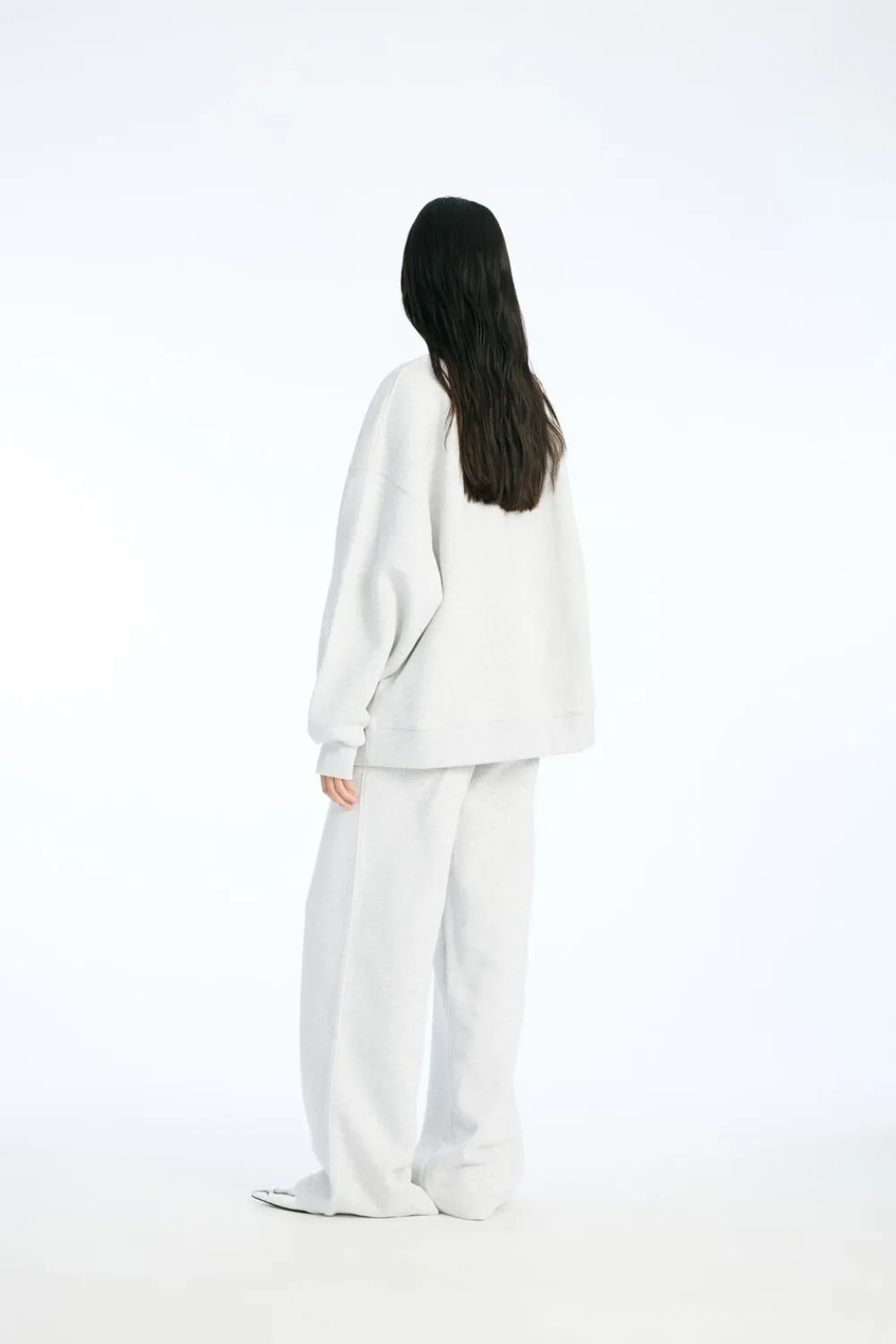 ROTATE Birger Christensen HEAVY SWEAT CREWNECK Light grey melange Online