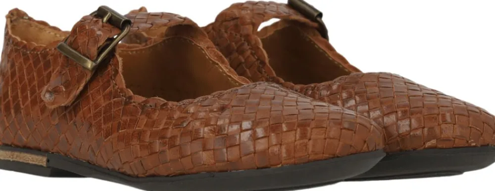 ANGULUS Håndflettet Mary Jane ballerina 3614 tan braid