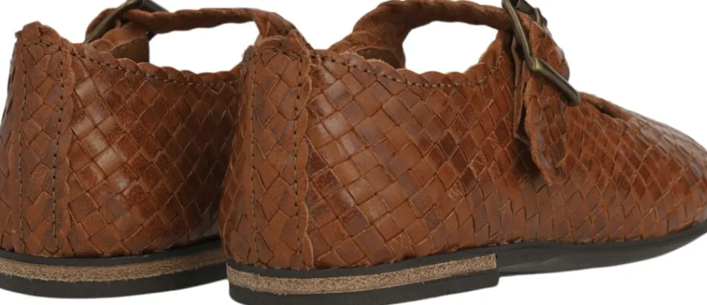 ANGULUS Håndflettet Mary Jane ballerina 3614 tan braid