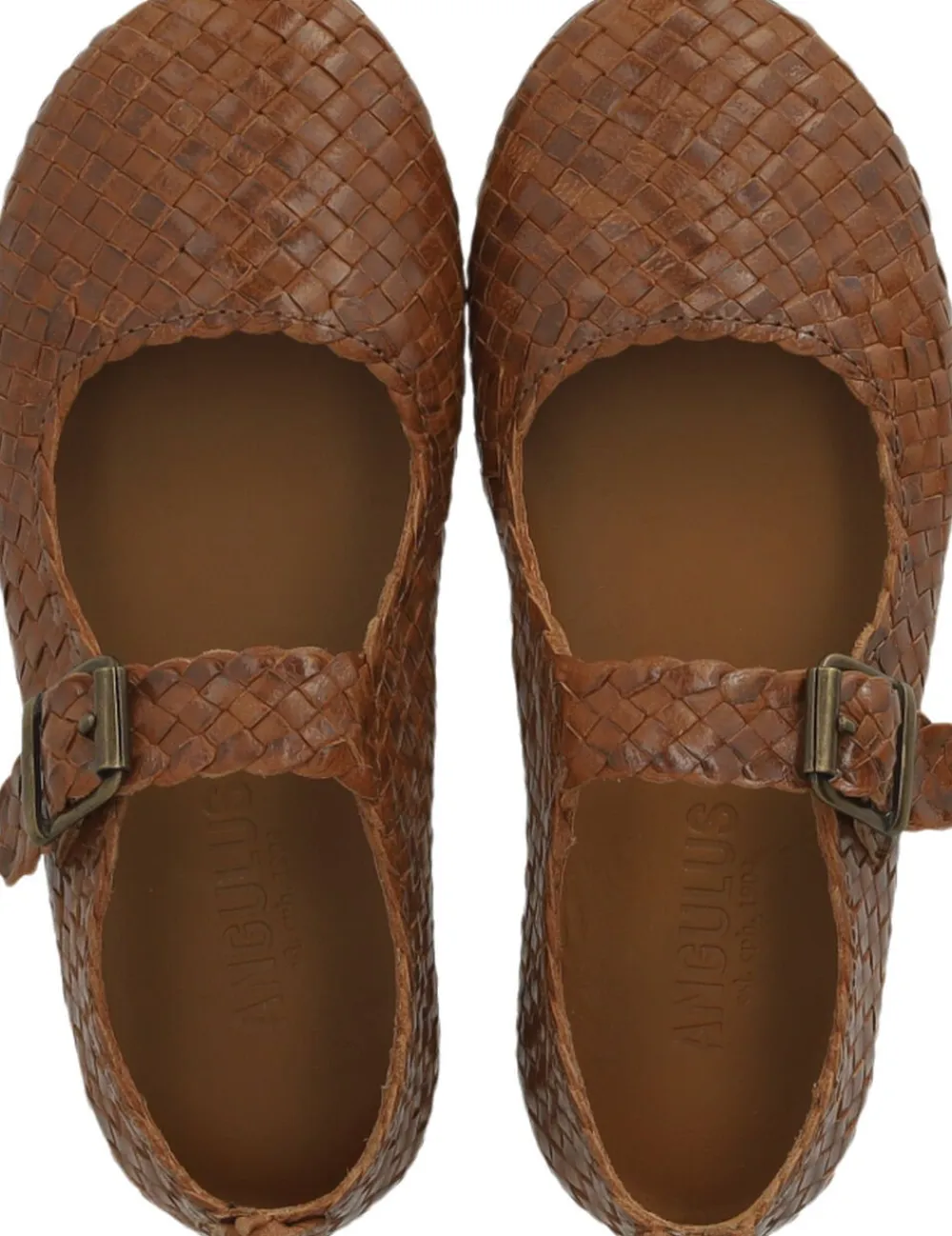 ANGULUS Håndflettet Mary Jane ballerina 3614 tan braid