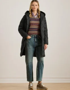 Hooded Diamond-Quilted Down Coat><noscript><img width=