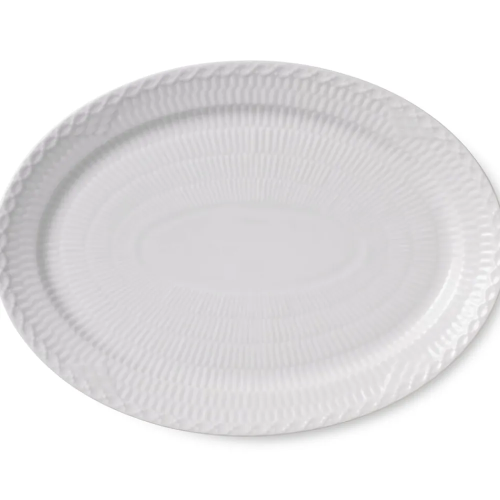 Royal Copenhagen HVID HALVBLONDE OVAL TALLERKEN 28 CM