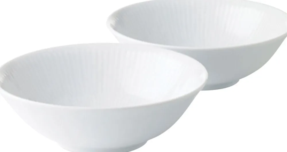 Royal Copenhagen Hvid Riflet 35 cl. skåle 2 stk. Sale