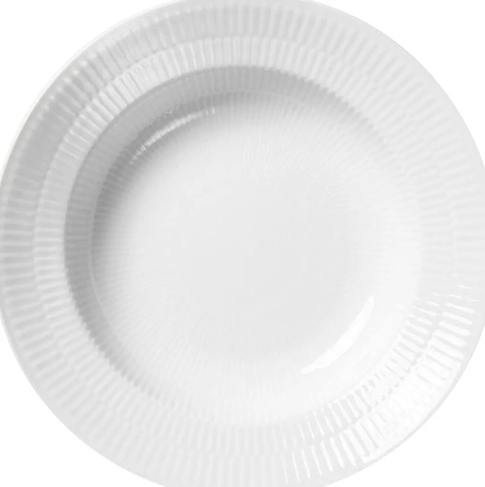 Royal Copenhagen Hvid Riflet 21 cm. dyb tallerken