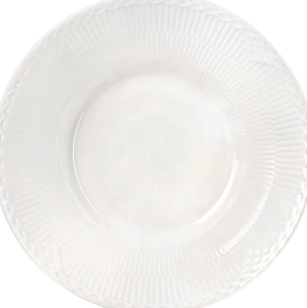 HVID RIFLET HALVBLONDE DYB TALLERKEN, 24 CM>Royal Copenhagen Hot