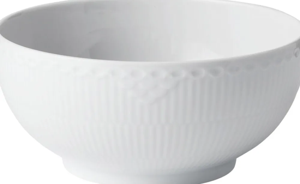 HVID RIFLET HALVBLONDE SKÅL 18 CM>Royal Copenhagen Discount