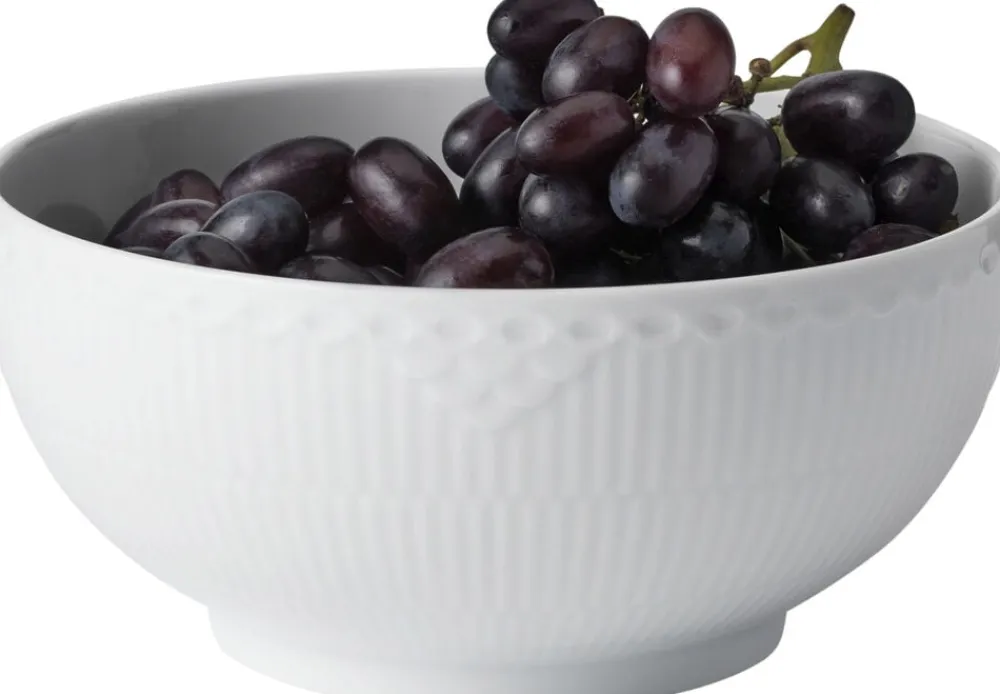 HVID RIFLET HALVBLONDE SKÅL 18 CM>Royal Copenhagen Discount