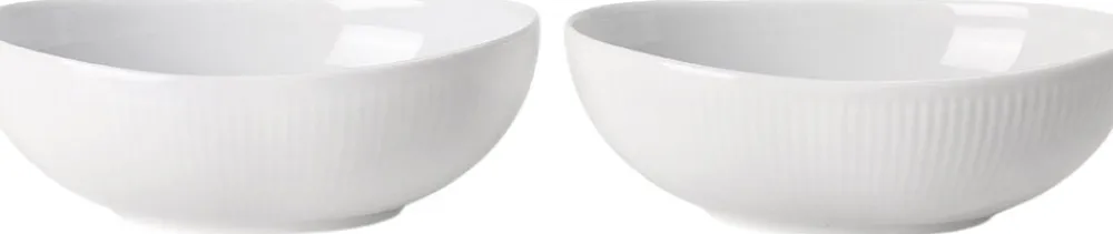 Royal Copenhagen Hvid Riflet oval skål 2-pak 37 cl