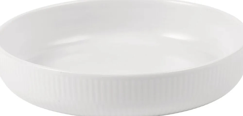 Royal Copenhagen Hvid Riflet ovnfast fad rundt 18,5 cm. Sale