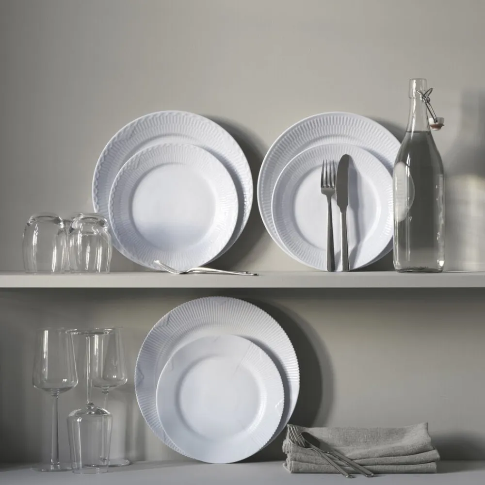 Hvid Riflet 2-pak tallerkner 22 cm>Royal Copenhagen Best