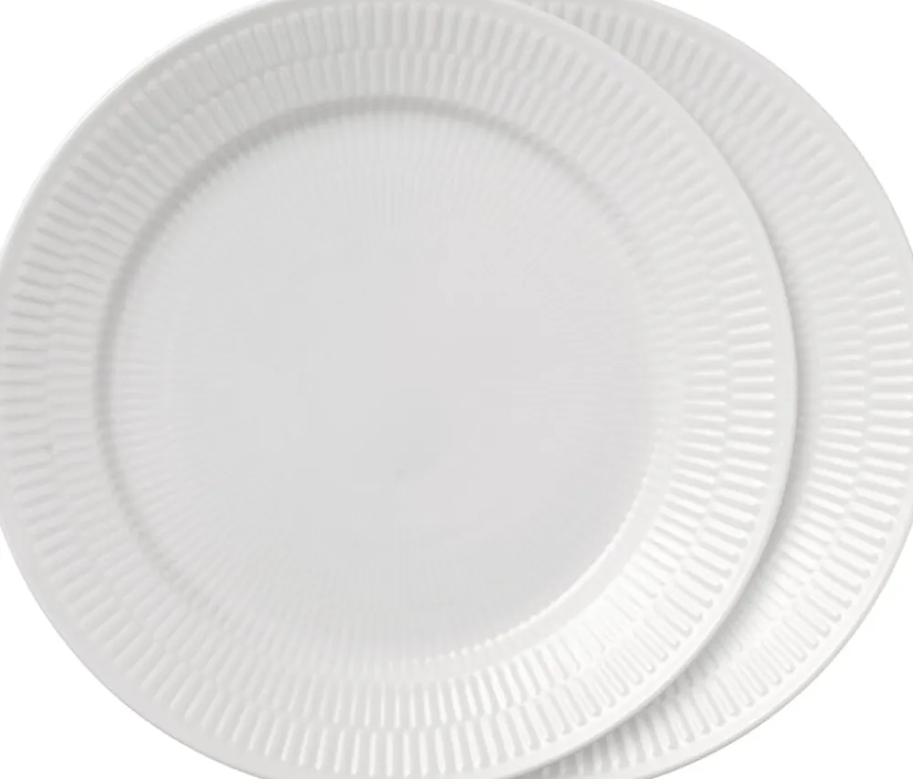 Hvid Riflet 2-pak tallerkner 27 cm>Royal Copenhagen Online