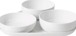Royal Copenhagen Hvid Riflet Serveringssæt 4 dele