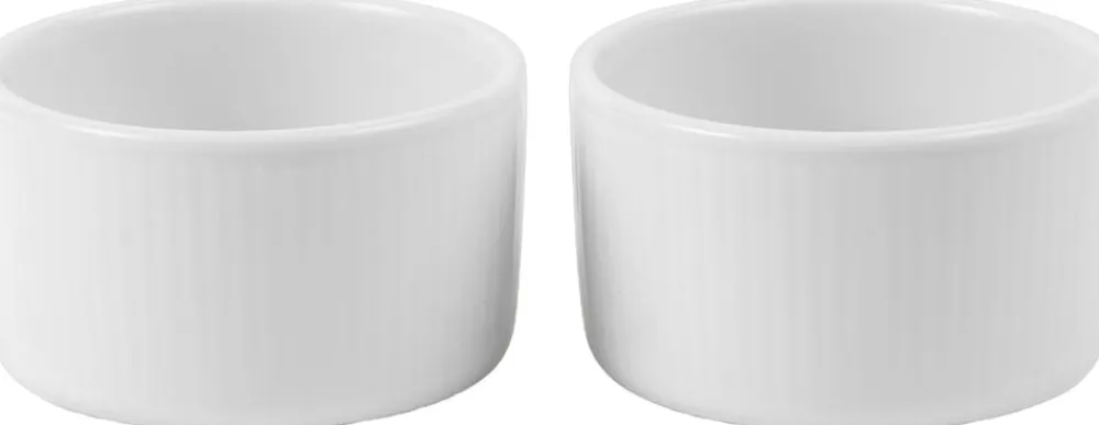 Royal Copenhagen Hvid Riflet Souffléskåle, 9 cm/20 cl, 2 stk Outlet