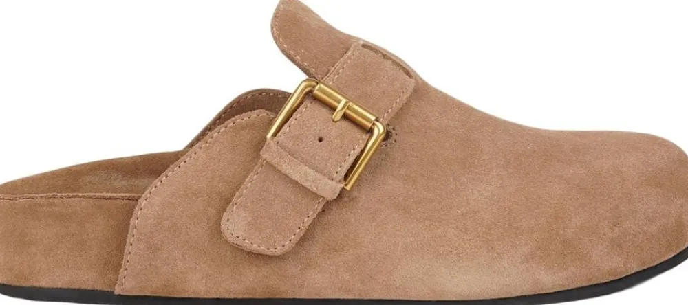 Dame Lovelies KAMAKURA - SILK COW SUEDE MULES WITH BUCKLE