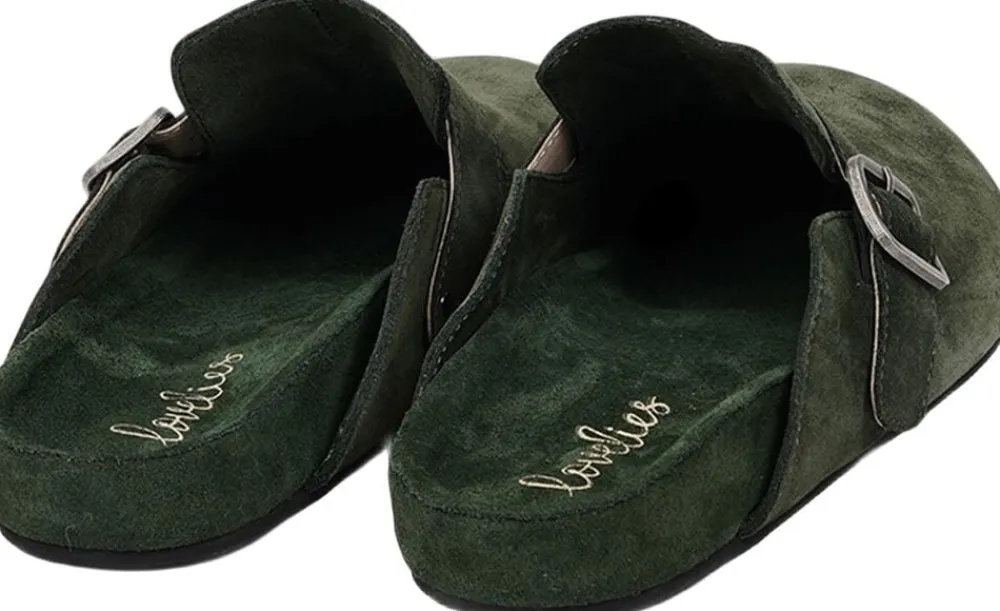 KAMAKURA - SILK COW SUEDE MULES WITH BUCKLE>Lovelies New