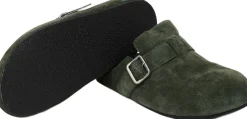 KAMAKURA - SILK COW SUEDE MULES WITH BUCKLE><noscript><img width=