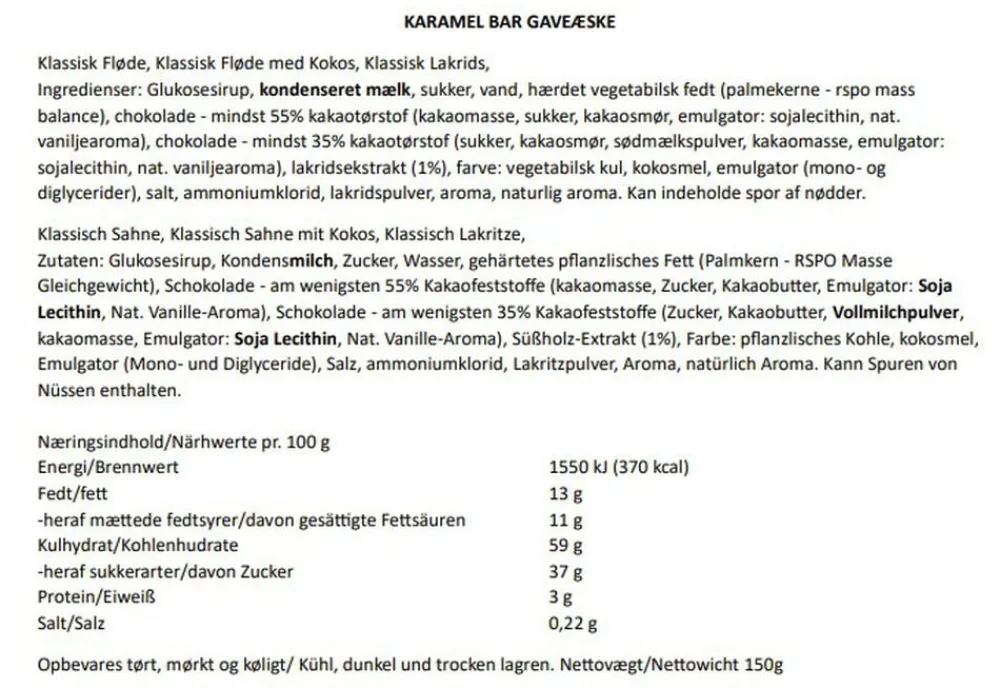 Karamel Kompagniet Karamel bar- Gaveæske 3 stk