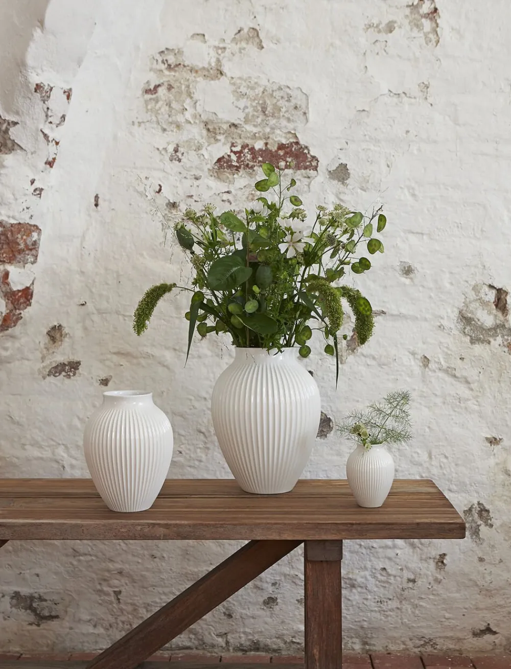Knabstrup, vase, riller hvid, 12,5 cm>Knabstrup Keramik New