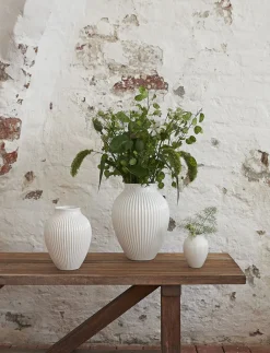 Knabstrup, vase, riller hvid, 12,5 cm><noscript><img width=