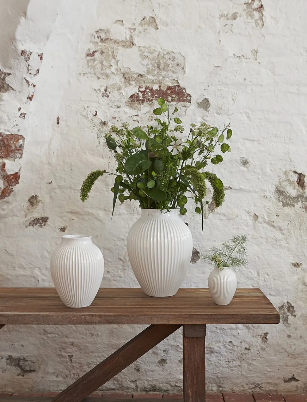Knabstrup, vase, riller hvid, 12,5 cm>Knabstrup Keramik New
