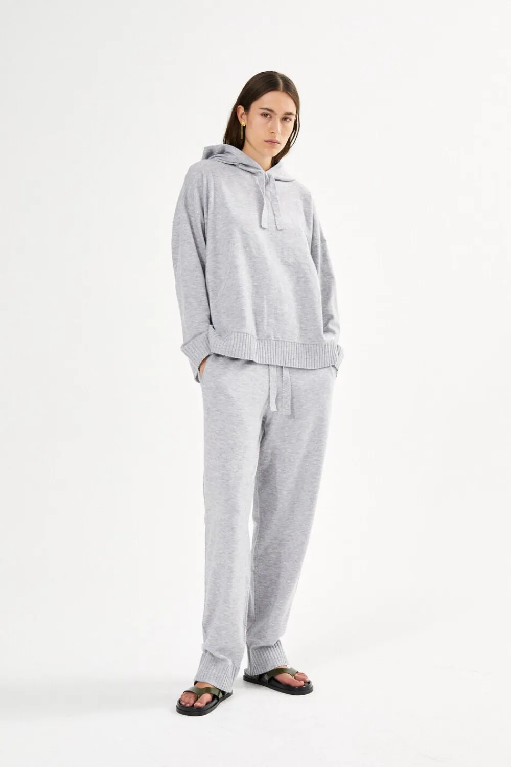 Rabens Saloner Knit lounge pants - Jorun Grey melange Hot