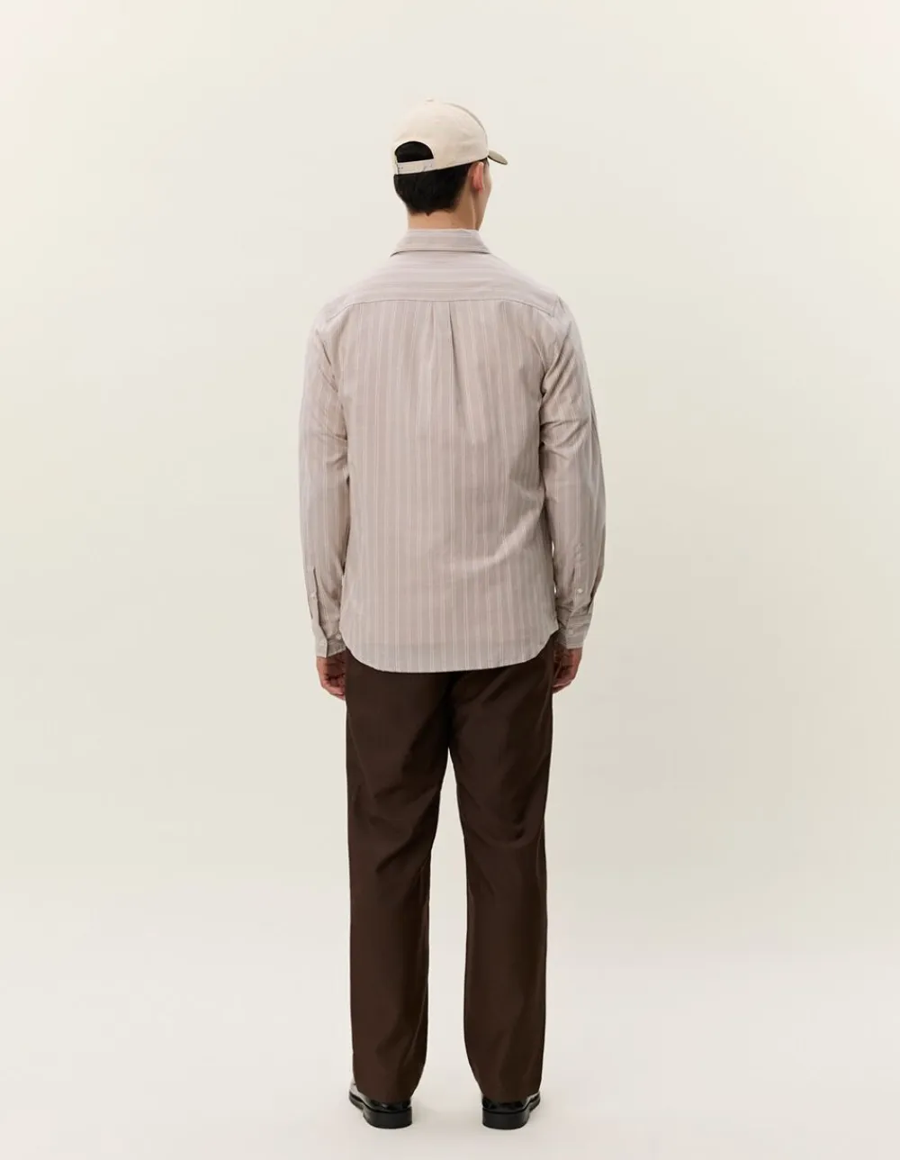 Les Deux Konrad Melange Striped Shirt Dark sand New