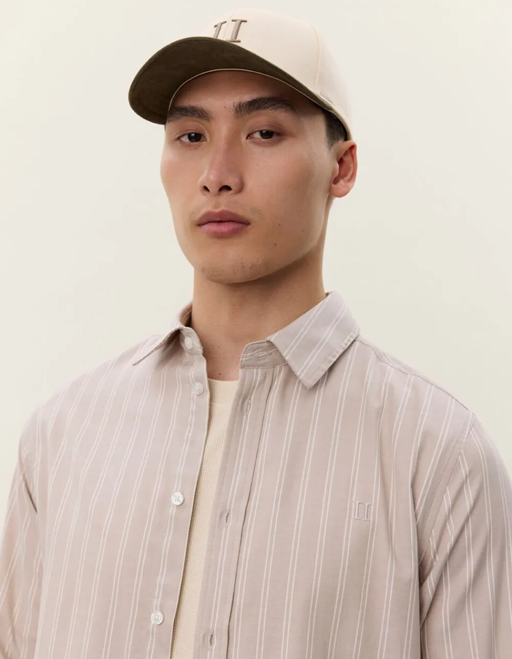 Les Deux Konrad Melange Striped Shirt Dark sand New