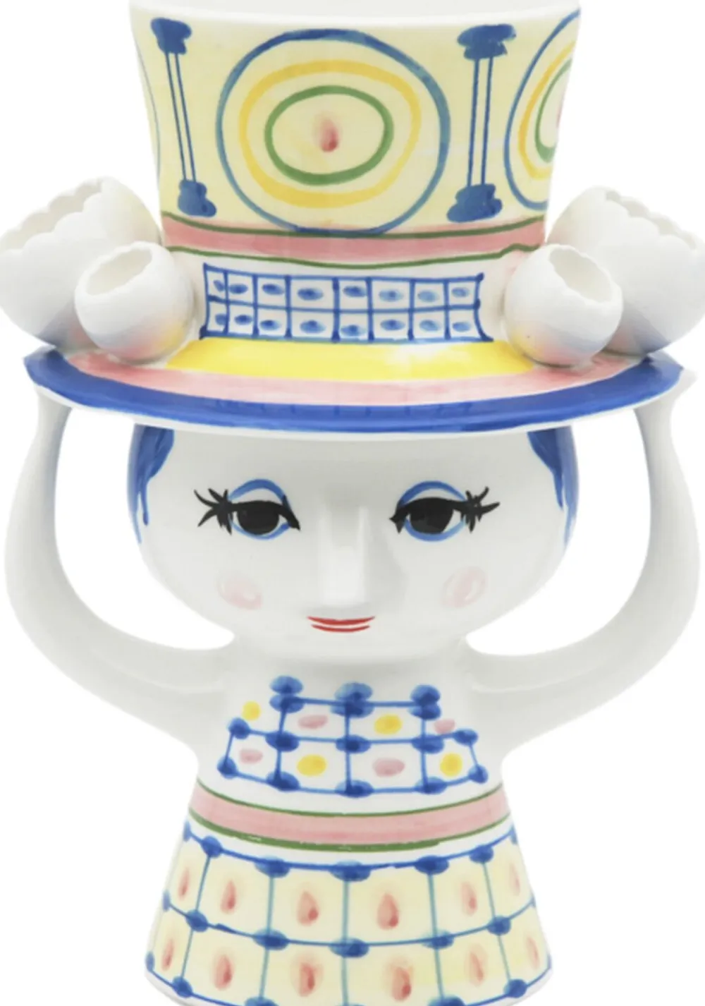 Lady with hat Vase H20. 5 cm blå>Bjørn Wiinblad Discount