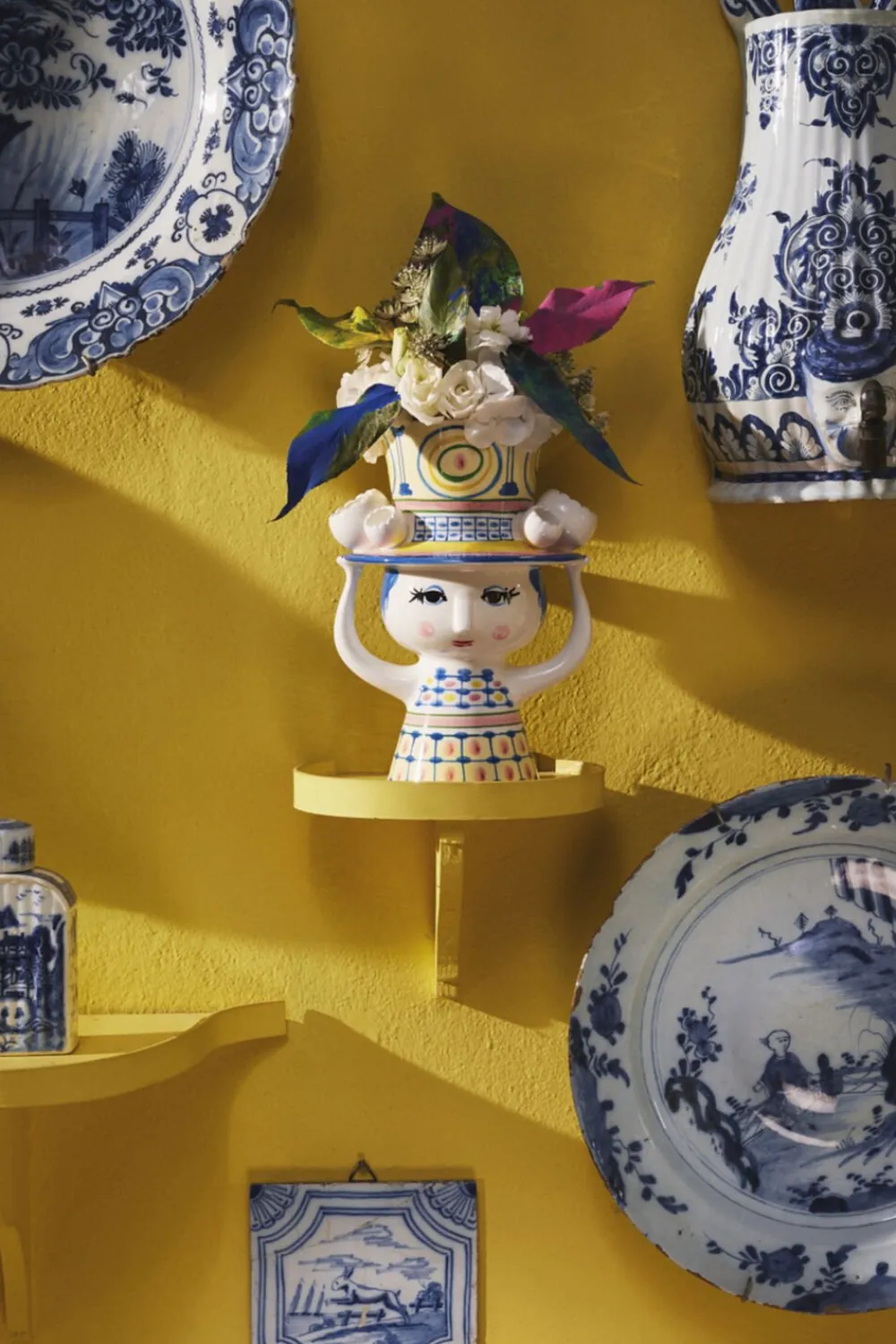 Lady with hat Vase H20. 5 cm blå>Bjørn Wiinblad Discount