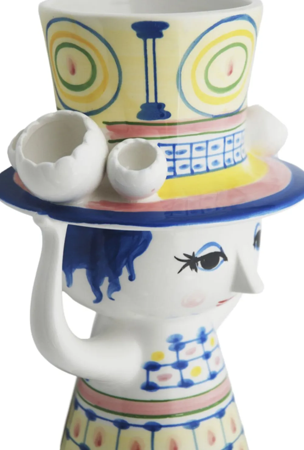 Lady with hat Vase H20. 5 cm blå>Bjørn Wiinblad Discount