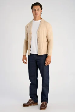 Lindbergh Lambswool button cardigan Lt sand mel Best