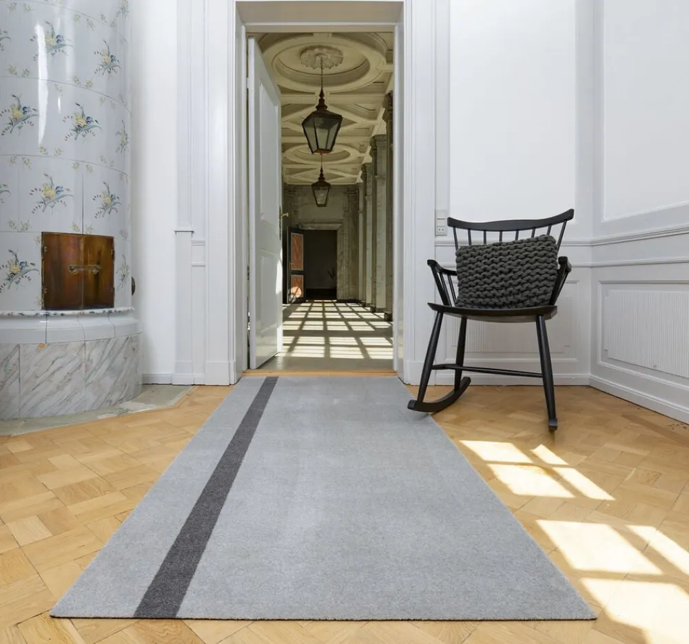 Tica Copenhagen Løber, 90x200 cm, stripe vertical lysegrå/steelgrey
