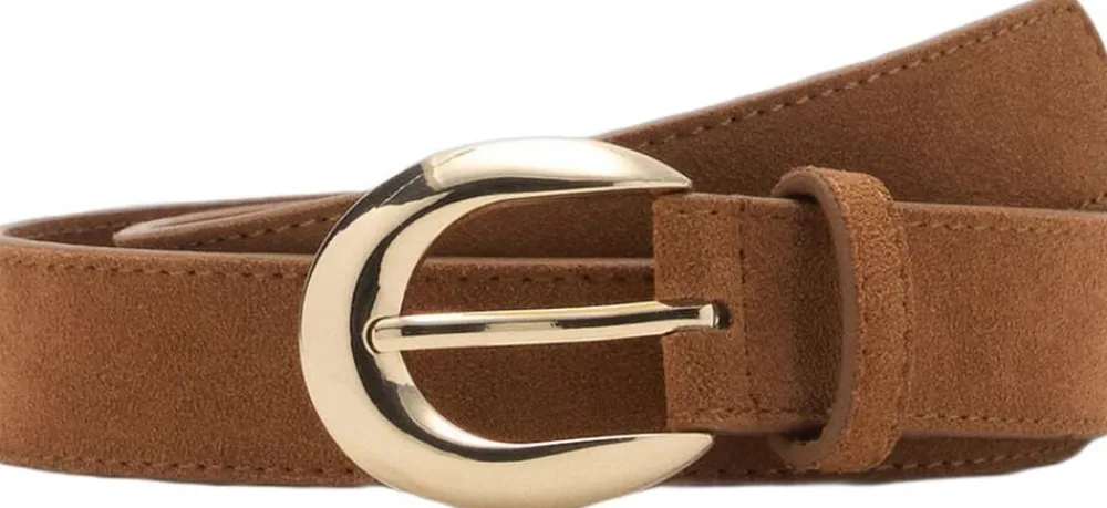 Leather belt with oval buckle>MANGO Sale