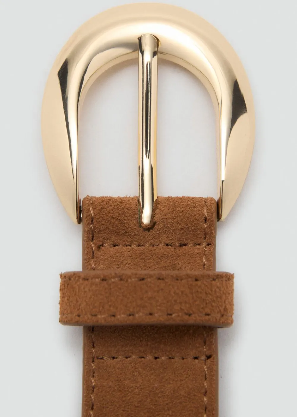 Leather belt with oval buckle>MANGO Sale