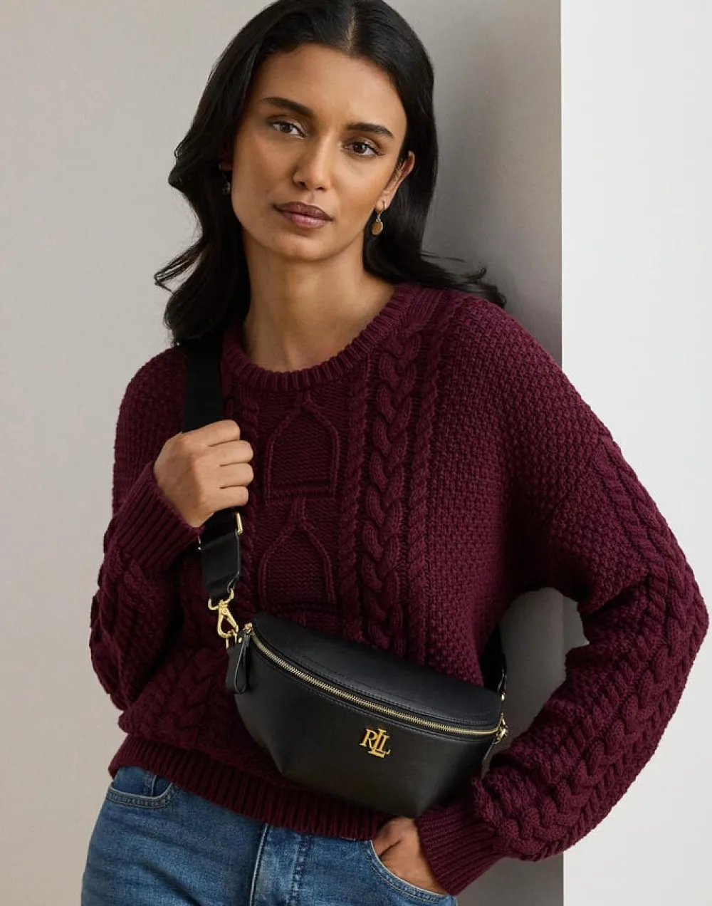 Lauren Ralph Lauren Leather Marcy Belt Bag Sort Clearance