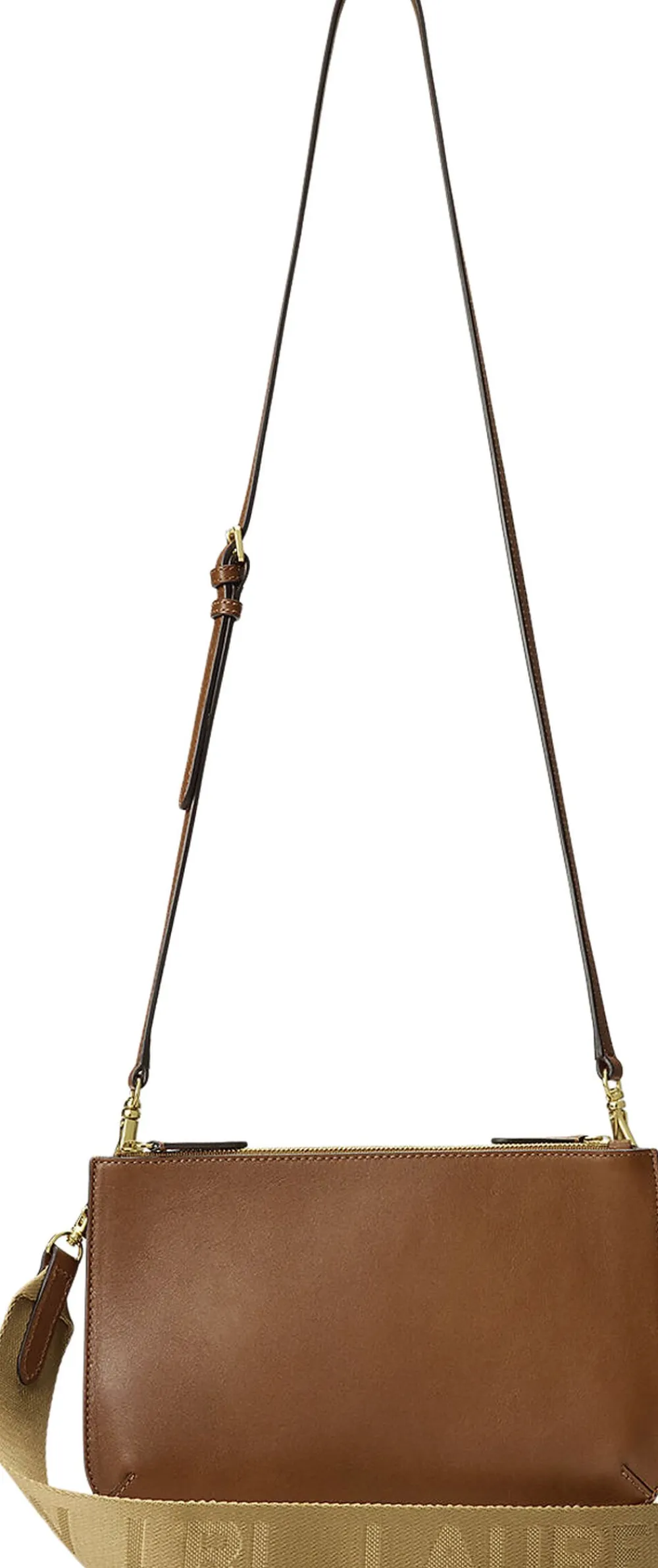 Lauren Ralph Lauren Leather Medium Landyn Crossbody Bag Lauren tan New
