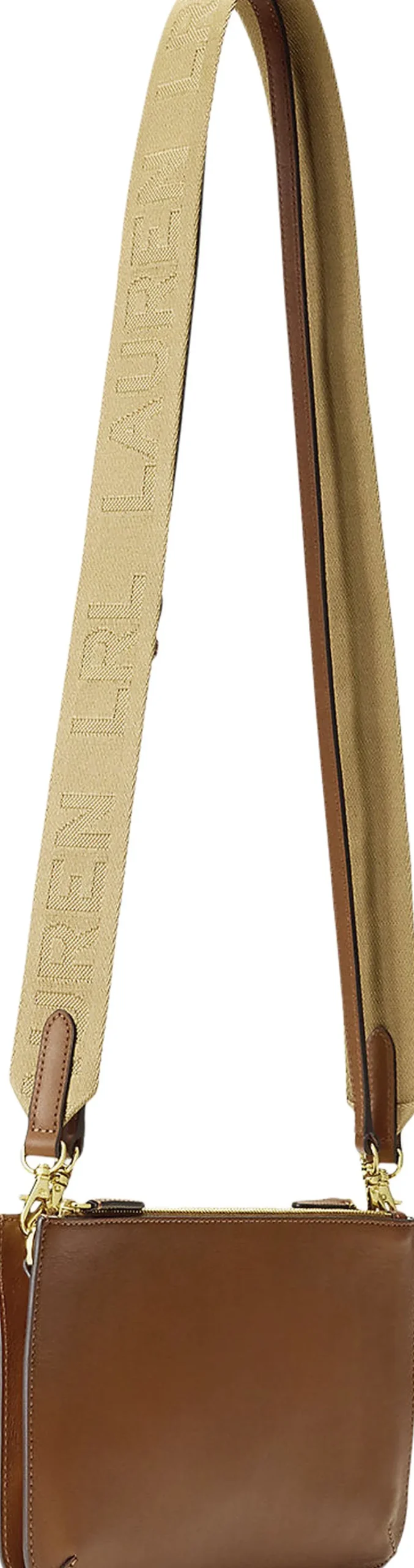 Lauren Ralph Lauren Leather Medium Landyn Crossbody Bag Lauren tan New
