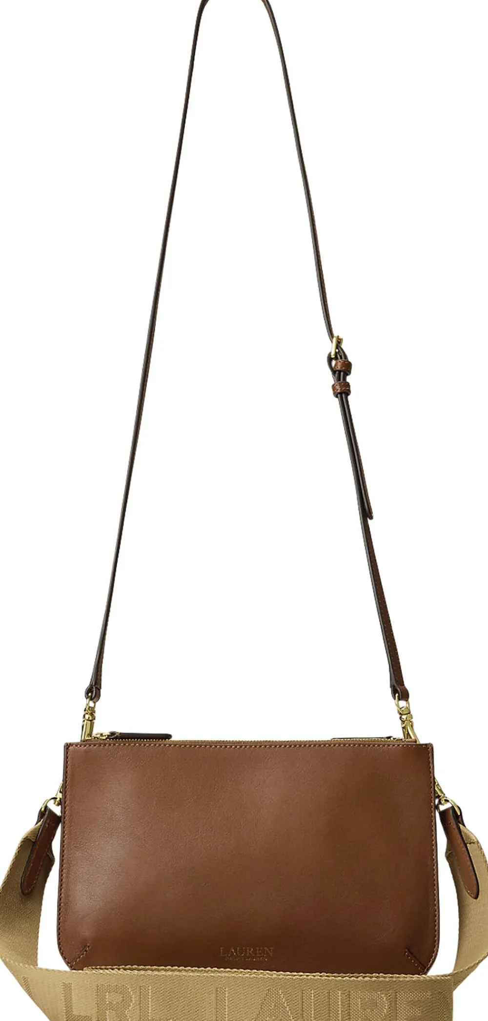 Lauren Ralph Lauren Leather Medium Landyn Crossbody Bag Lauren tan New
