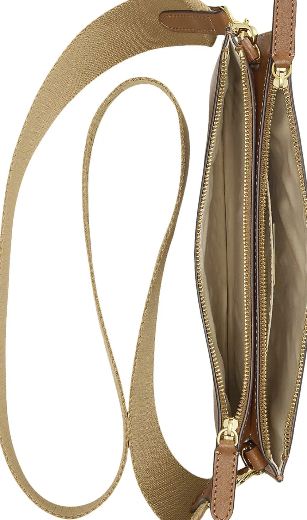 Lauren Ralph Lauren Leather Medium Landyn Crossbody Bag Lauren tan New