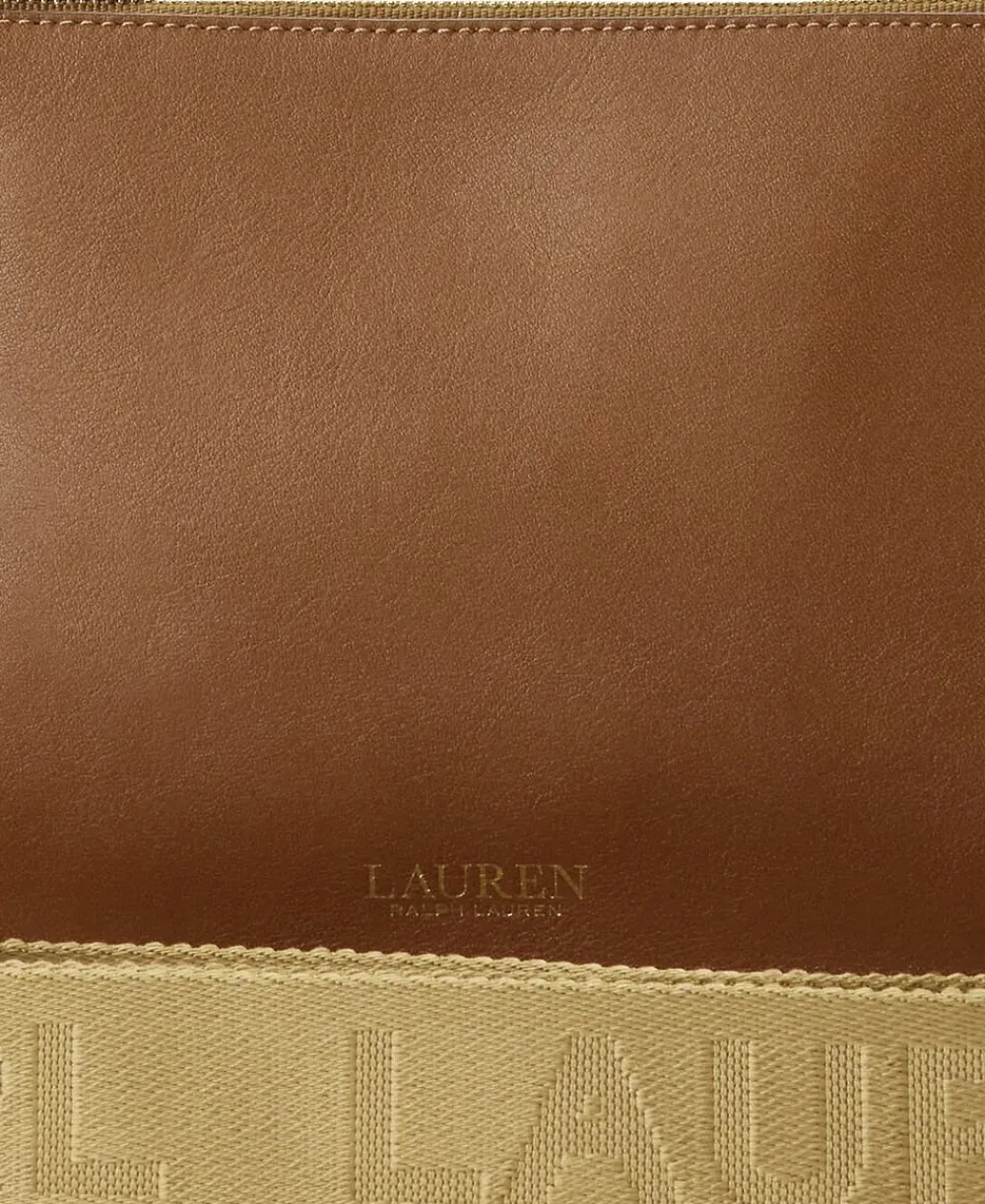 Lauren Ralph Lauren Leather Medium Landyn Crossbody Bag Lauren tan New